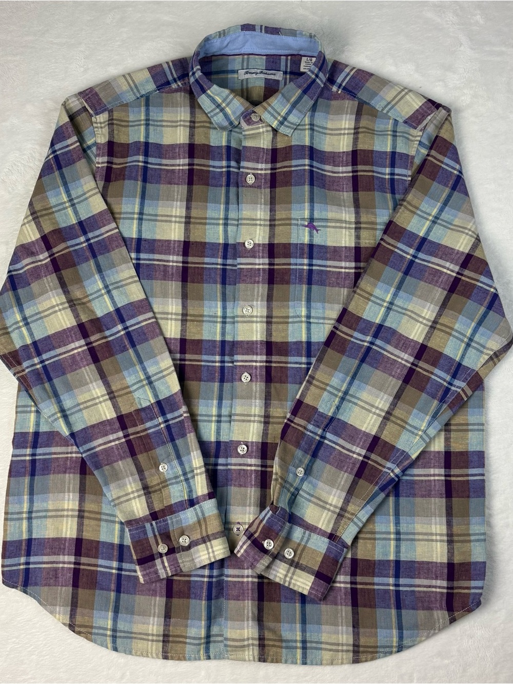 Tommy Bahama Plaid Button-Down Shirt in Purple, Blue & Tan